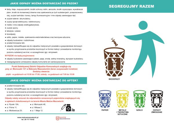 Zasady segregacji odpadów komunalnych i informacja o PSZOK
